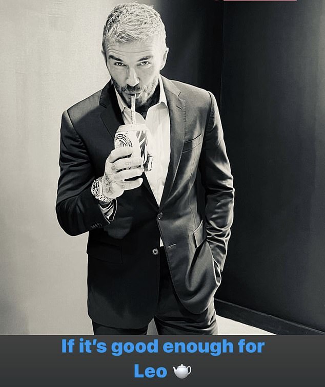 David Beckham has also shared images of himself drinking the green drink on social media.
