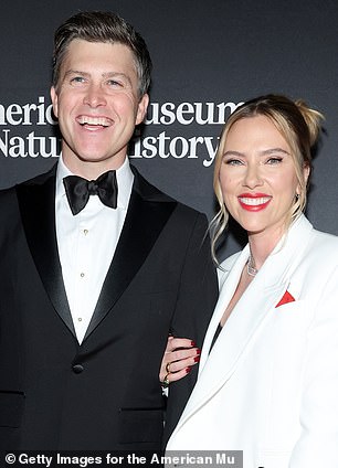 The event will be attended by President Joe Biden and hosted by SNL star Colin Jost (seen with wife Scarlett Johansson)