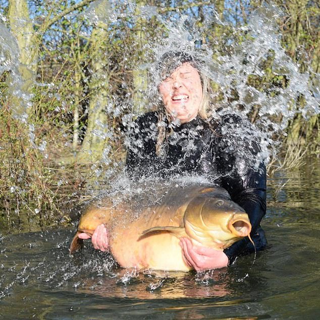 The huge fish is known as Pashley and is the largest in the lake;  It is also the largest caught by a woman in Britain.