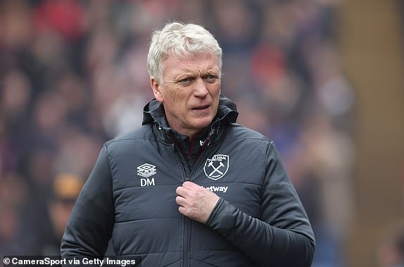 LONDON, ENGLAND – APRIL 21: West Ham United manager David Moyes during the Premier League match between Crystal Palace and West Ham United at Selhurst Park on April 21, 2024 in London, England.  (Photo by Rob Newell – CameraSport via Getty Images)