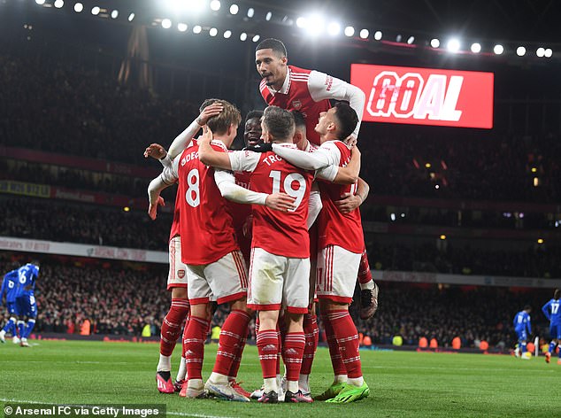 Arsenal have five players in the squad, including centre-back William Saliba (above)