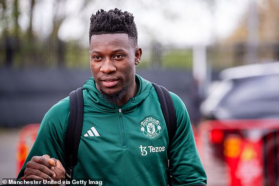 MANCHESTER, ENGLAND - APRIL 27: Andre Onana of Manchester United arrives before the Premier League match between Manchester United and Burnley FC at Old Trafford on April 27, 2024 in Manchester, United Kingdom.  (Photo by Ash Donelon/Manchester United via Getty Images)