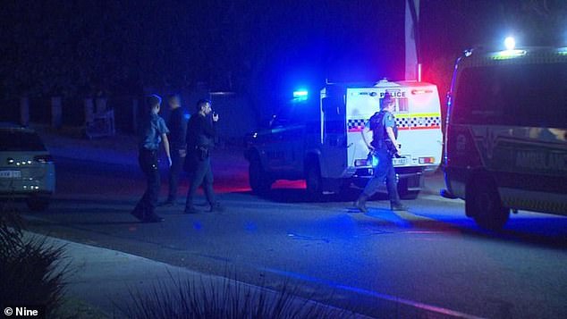 Police officers at the scene of the attack in the Perth suburb of Girrawheen.