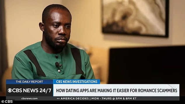 A former scammer from Ghana, seen here, told CBS that without dating sites you can't scam anyone.