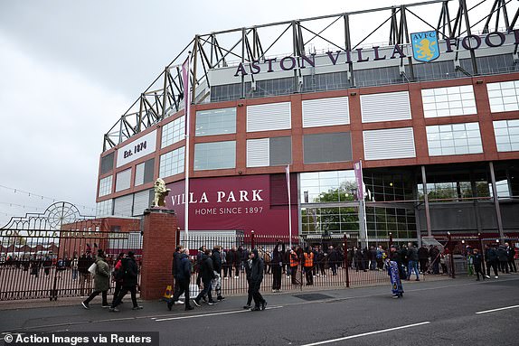 Soccer Football - Premier League - Aston Villa v Chelsea - Villa Park, Birmingham, Britain - April 27, 2024 General view outside the stadium before the match Action Images via Reuters/Andrew Boyers NO USE WITH AUDIO, VIDEO, DATA, LISTS UNAUTHORIZED ACCESSORIES, CLUB/LEAGUE LOGOS OR 'LIVE' SERVICES.  ONLINE IN-GAME USE LIMITED TO 45 IMAGES, NO VIDEO EMULATION.  NOT USED IN BETTING, GAMES OR SINGLE CLUB/LEAGUE/PLAYER PUBLICATIONS.