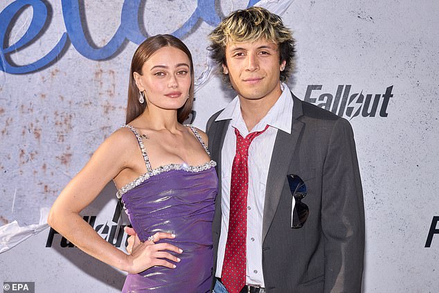 Helping her cope is musician Max Bennett Kelly (pictured, with Ella, at the Fallout premiere in April), her boyfriend of three years whom she describes as 