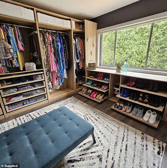 The closet (pictured) was originally another room and now makes others envious of its size.