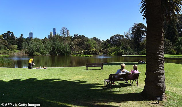 The blonde recalled her recent trip to the southern city and couldn't believe the number of attractive men walking around Melbourne's Royal Botanic Gardens (pictured).