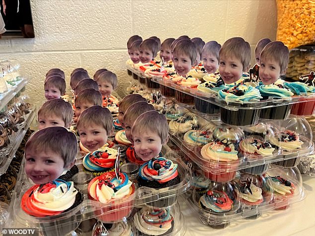 Cupcakes adorned with small cutouts of Braxton's face were served at the memorial where members of the heartbroken family gathered to celebrate the young man's life.