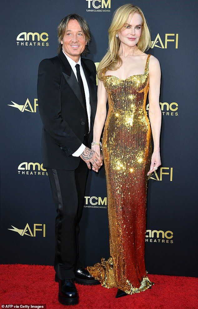 The Big Little Lies star was recognized at the American Film Institute's Life Achievement Award gala in Los Angeles.  Photographed at the event with her husband Keith Urban.