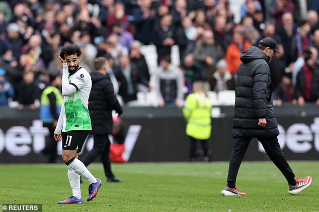 Salah and Klopp ignore each other as the fight continues after the final whistle in east London.
