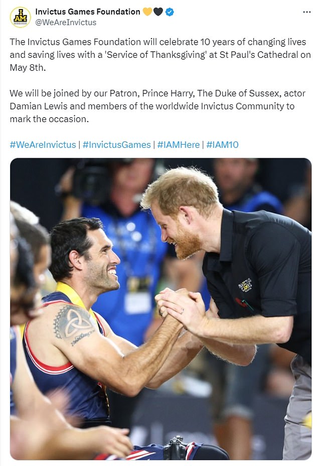 A statement published on the Invictus Games social networks confirmed the prince's attendance