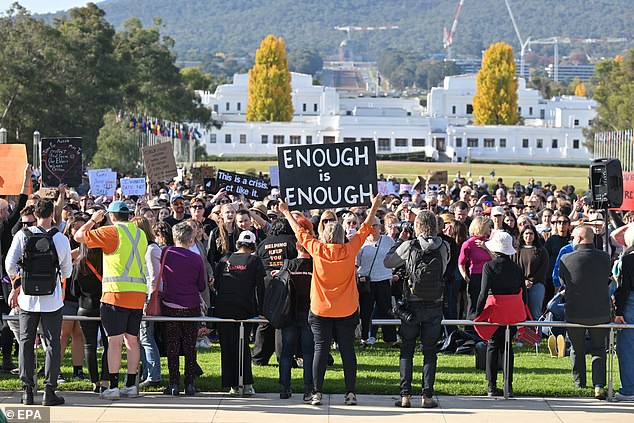 The message was loud and clear at rallies across Australia over the weekend.  Pictured is the Canberra rally on Sunday.