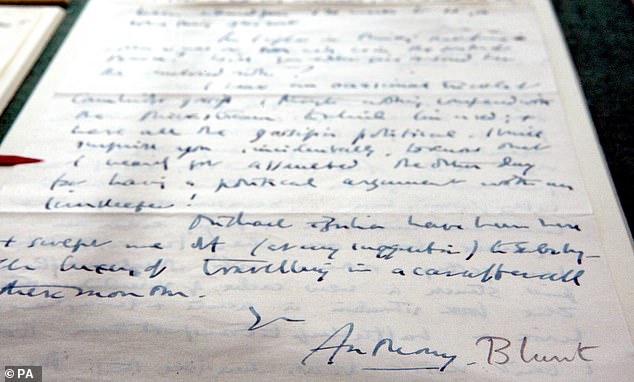 A letter signed by Anthony Blunt, part of the Life of Spies exhibition currently on display at the university library in Cambridge city centre.