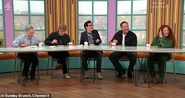 Tim was joined by co-host Simon Rimmer on Sunday (April 28) and guests (LR) Sophie Thompson, Josh Widdicombe, Sue Perkins, Jason Fox and Jess Glynne.
