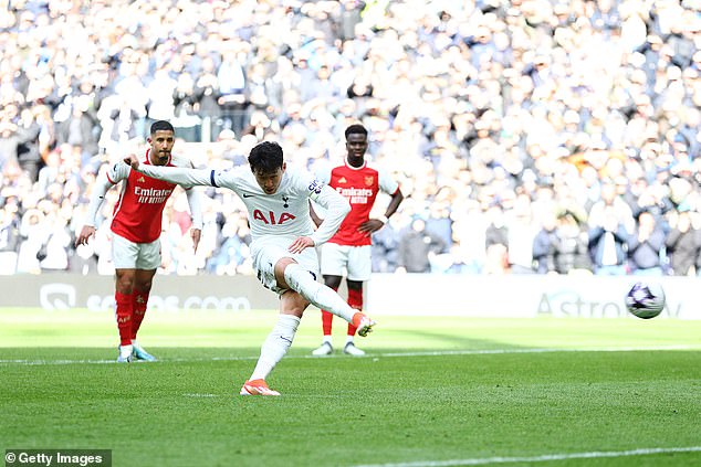 Son Heung-min reduced the lead for Spurs from the penalty spot after a Declan Rice foul
