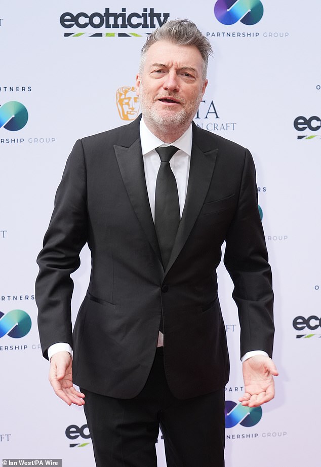 Writer Charlie Brooker was also present and looked dapper in a black suit and crisp white shirt.