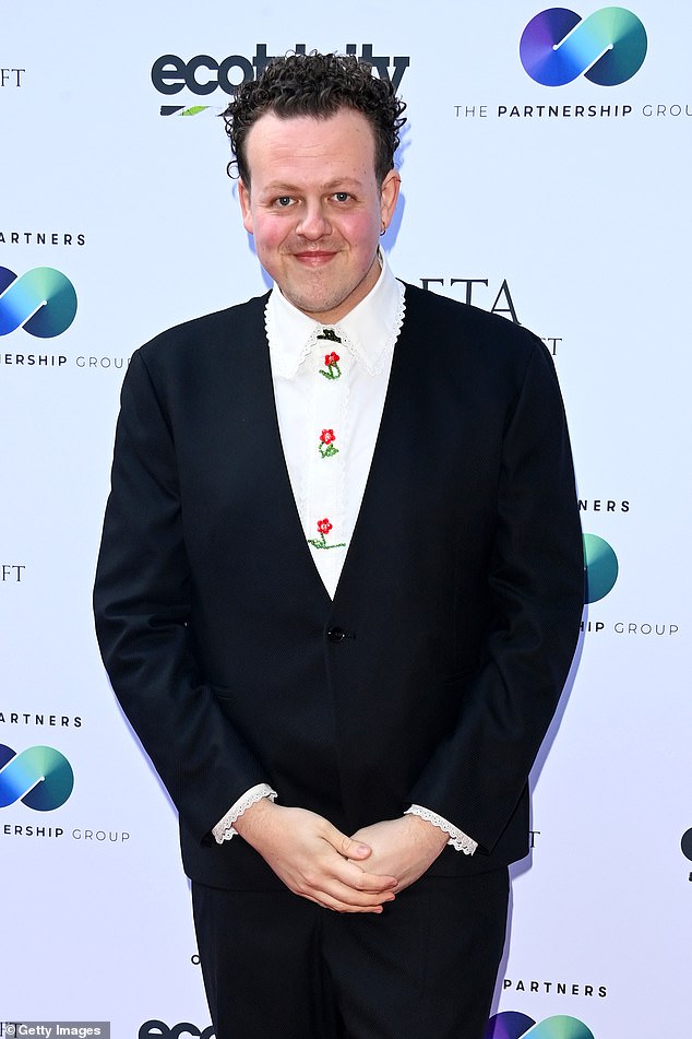 Comedian and writer Jack Rooke was also present, wearing a smart black suit and quirky shirt.