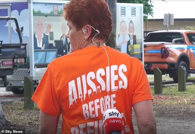Senator Hanson (pictured) was wearing a t-shirt that said 