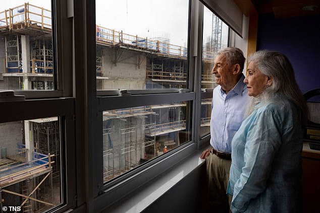 David Schaecter, 94, is an original resident of Grove Isle.  He and his wife Sydney live in a west-facing unit on the third floor.  They used to overlook the marina and tennis courts, but now they overlook the new building.