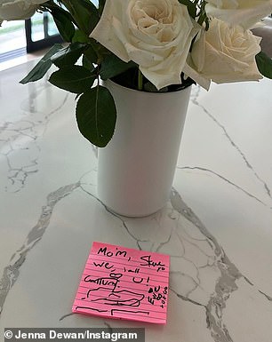 On Sunday, Dewan, who has 14.3 million social media followers, posted a slideshow on Instagram featuring white roses from her family with a signed Post-It note.