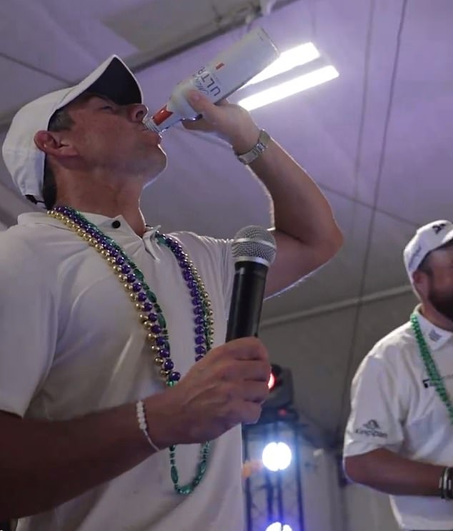 The Northern Irishman drank a beer on stage with Lowry after his victory in New Orleans