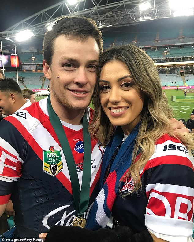 The 32-year-old (pictured with wife Amy) saw his playing future in doubt when he suffered a shocking run of concussions in 2018-2019.