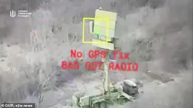 The clip shows a kamikaze drone, a Polish-made war buddy operated by Ukrainians, flying toward the system's rotating radar dish.
