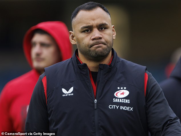 Vunipola, 31, pictured playing for Saracens in their Premiership Rugby match against Bath on Friday.