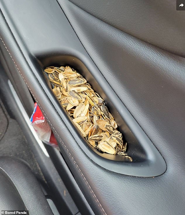 A US man told how his wife hid sunflower seed shells in the car after enjoying a snack.