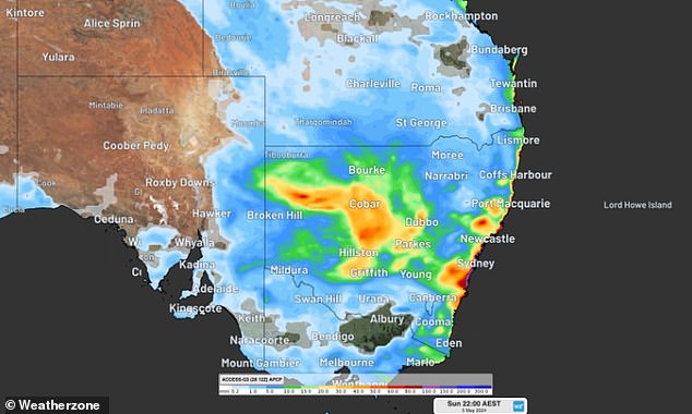 Showers and thunderstorms will develop in New South Wales.  Rainfall totals in the west and southwest of the state are expected to remain in the single digits, with some areas of the southwest receiving cumulative totals ranging between 15 and 50 mm by the end of the week.