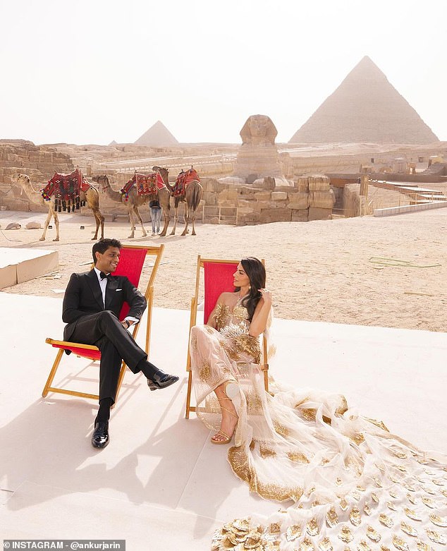 The couple tied the knot in front of Egypt's famous Great Pyramids after an African safari.