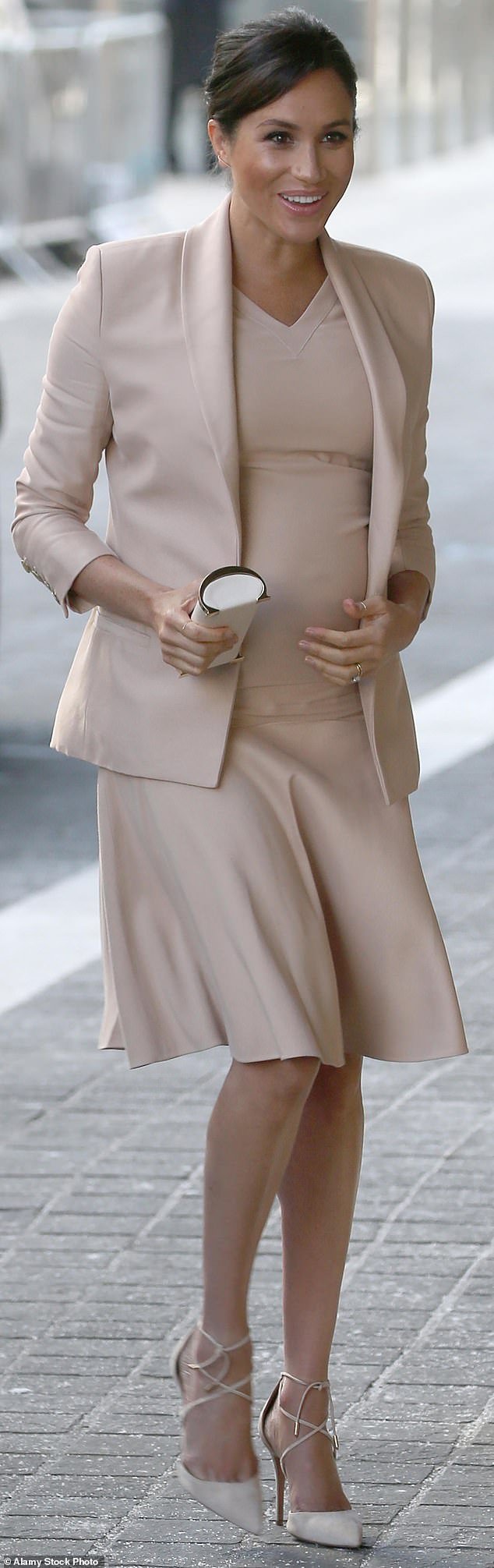 According to Meghan (pictured in London, January 2019), Sophie supported her during her pregnancies.
