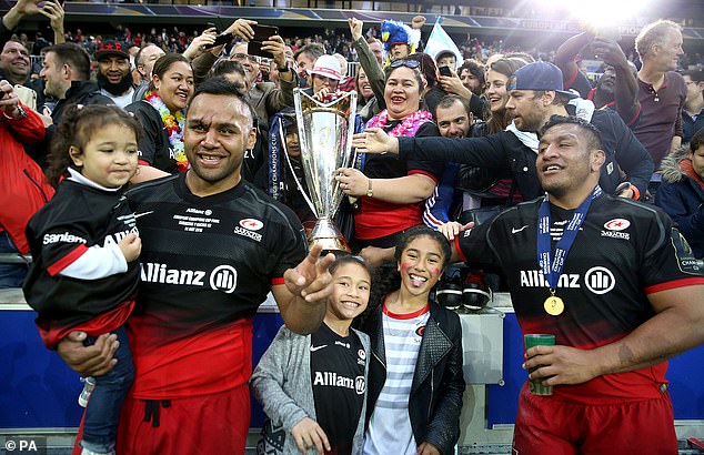 Vunipola (left) was marked after receiving a stamp during Saracens' Champions Cup victory in 2016.