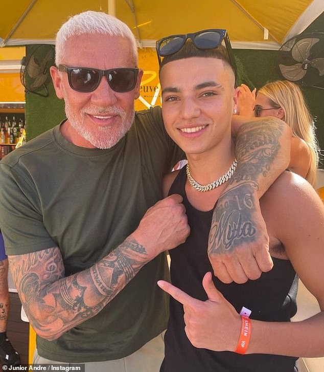 Junior has kept his love life private, but has previously been photographed partying with bikini-clad girls in Ibiza (pictured with O Beach owner Wayne Lineker).
