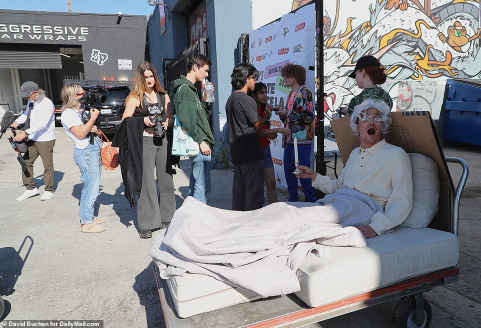 Another strange element at the Los Angeles event was an actor playing Uncle Joe in a makeshift bed that moved around.