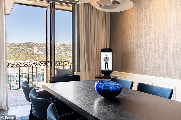 Beverly Wilshire staff can now be live-streamed into the legendary property's penthouse and presidential suites to offer customer service tips and advice via Proto's portable tabletop holographic communications device, 'The M.'