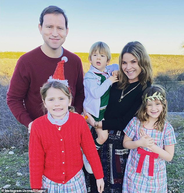 The couple pictured with their three children: Mila, 11, Poppy, eight, and Hal, four.