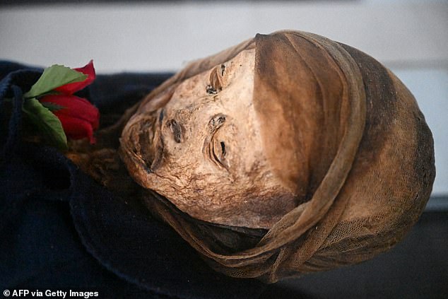 Bejarano's mother (pictured) still had her skin, hair and nails when she was exhumed, and researchers have tried to discover why and how these bodies were mummified.