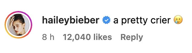 His wife Hailey Bieber wrote that she thought her husband was 