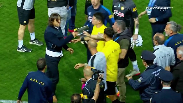 The coach now faces a three-match ban on the sideline following the embarrassing scenes.