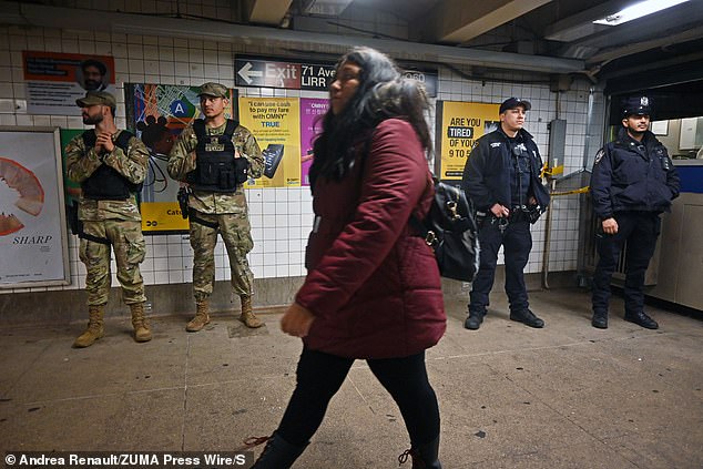 The National Guard has been deployed to the New York City subways, a move that Gov. Kathy Hochul acknowledged had more to do with making people feel safe and less to do with an actual increase in crime.