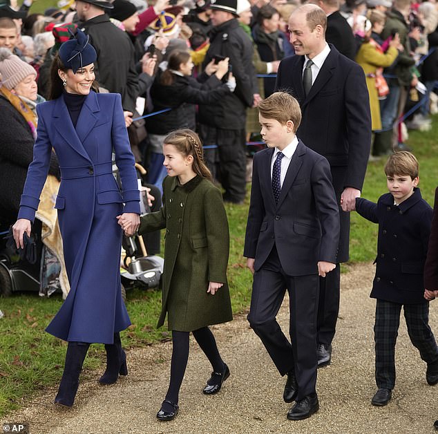 The family of five are pictured attending Sandringham's annual Christmas service last year.