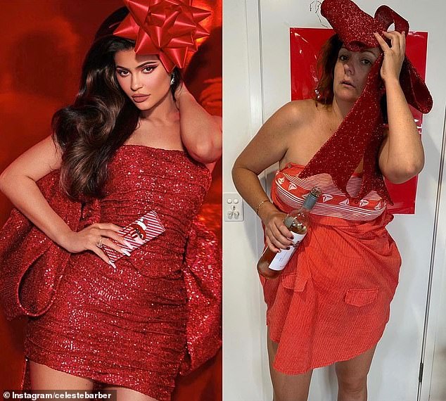 In December, Celeste (right) famously took a dig at Kylie Jenner's (left) Christmas post on Instagram, after the socialite uploaded a photo of herself wearing a bright red dress and an oversized bow headpiece.