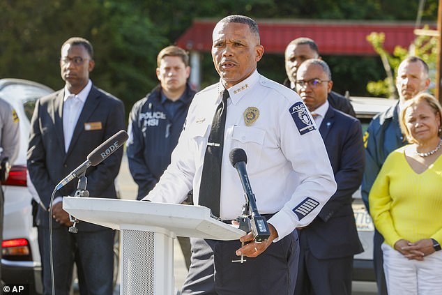 Charlotte-Mecklenburg Police Chief Johnny Jennings speaks at a news conference.