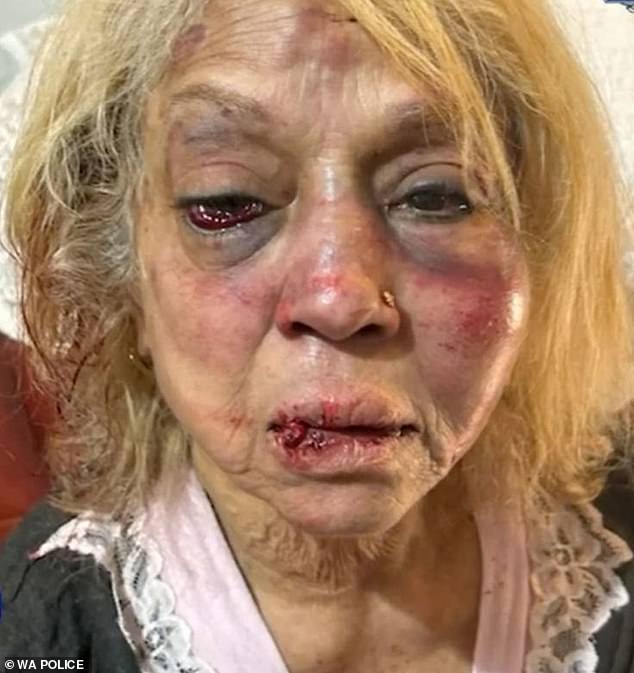 Jamshidi Doukoshkan and two other attackers allegedly beat 73-year-old Ninette Simons (above) unconscious in Girrawheen, north of Perth, on April 16.