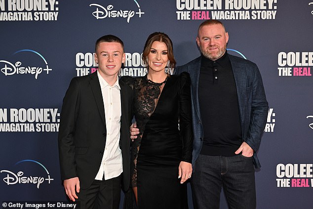From punditry appearances to vacations with his family, Rooney has taken on a host of new activities (pictured left to right: Kai Rooney, Coleen Rooney, Wayne Rooney)