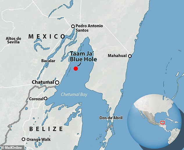 Taam Ja' is located in Chetumal Bay off the southeast coast of the Yucatan Peninsula, Mexico.