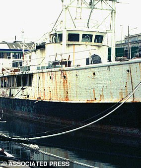 In 1972 he brought his renowned research ship, the Calypso (pictured), to investigate the depths of the sinkhole.