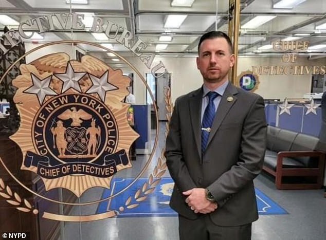With the identification of the murder victim confirmed, NYPD detectives (Detective Ryan Glas pictured) have been able to release some details about the victim's life, including that she was married at the time of her murder.